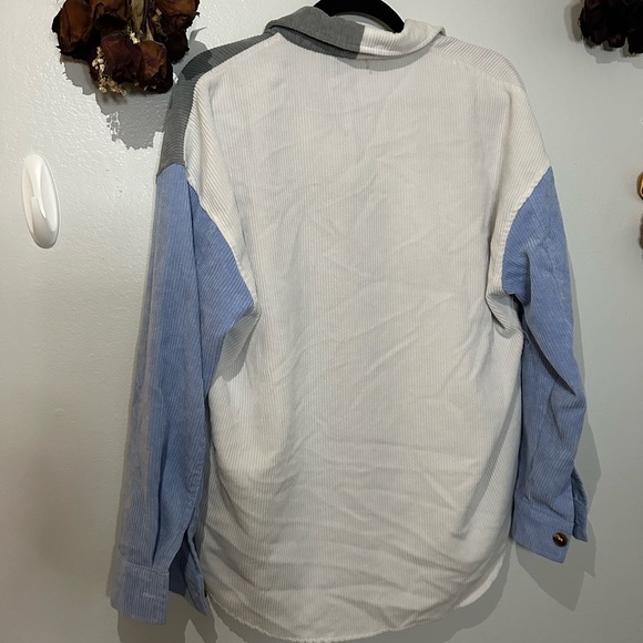 Colorblock Corduroy Button-Up Shirt - Picture 5 of 6